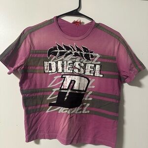 Diesel Pink and Gray Graphic Tee